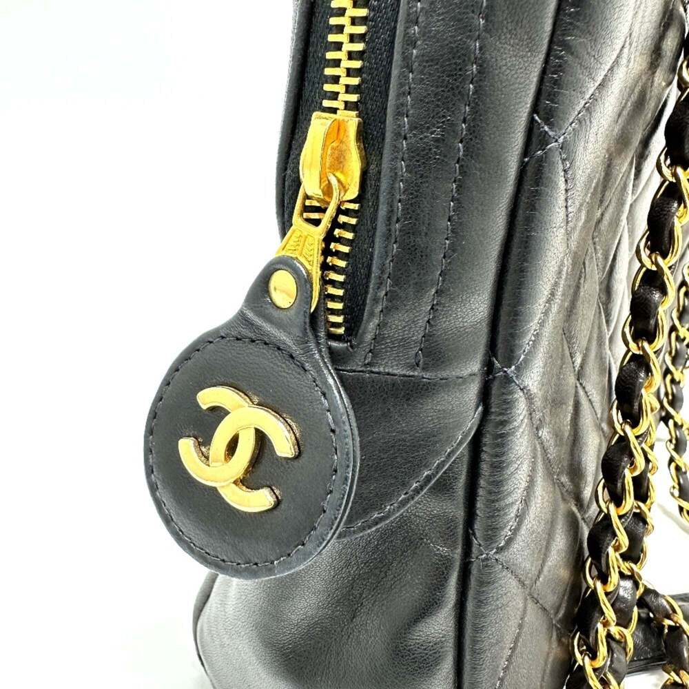 CHANEL Vintage Black Lambskin Leather Logo Shoulder Bag - Picture 7 of 16